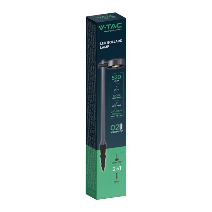 V-TAC Lámpara de Bolardo para Exteriores - IP65 Impermeable - Cuerpo Negro - 6W- 520 Lumens - 3000K-extra-8.webp