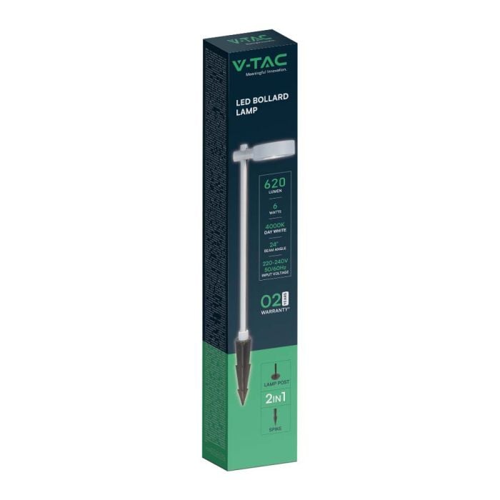 V-TAC Lámpara de Bolardo de Exterior - IP65 Impermeable - Cuerpo Blanco - 6W- 620 Lumens - 4000K-extra-8.webp