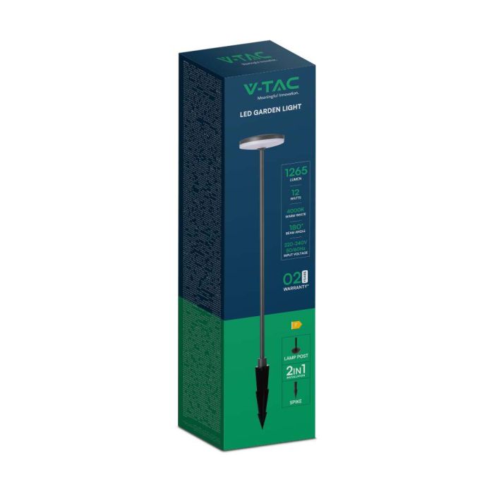 V-TAC Exterior - Luces de Espiga para Jardín - IP65 Impermeable - Cuerpo Antracita - 12W - 1135 Lúmenes - 3000K-extra-8.webp