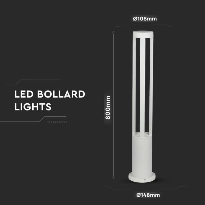 Luz LED para Bolardo - IP65 Impermeable - Blanco - 10W - 1000 Lumens - 3000K - 80CM-extra-6.webp