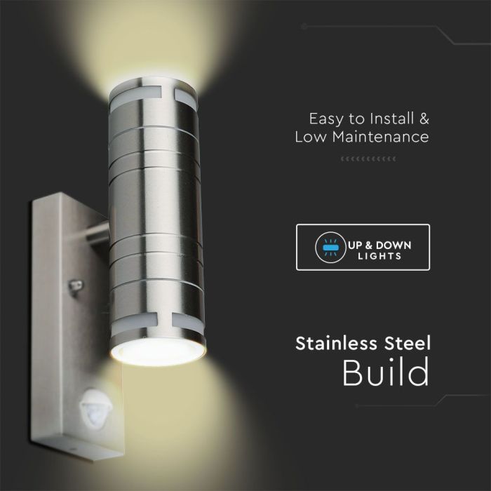 V-TAC Lámpara de Pared Exterior - UP - Down - Accesorios de Pared - Soporte GU10 - IP44 - Acero Inoxidable-extra-3.webp