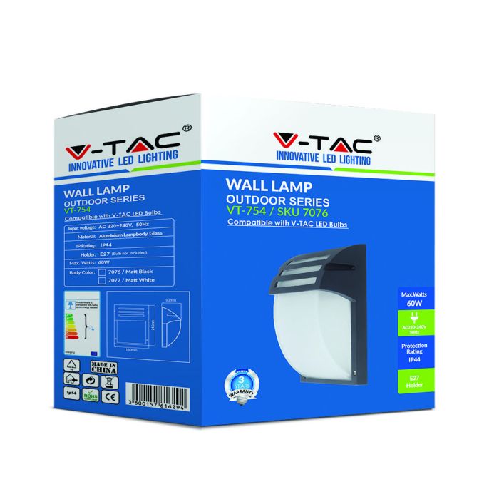 V-TAC Aplique Exterior - IP44 - Negro Mate-extra-3.webp