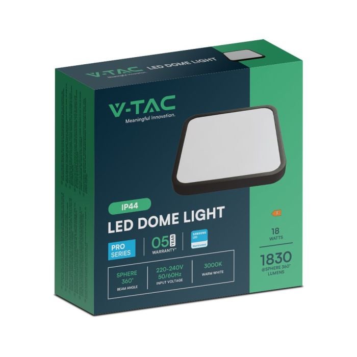 V-TAC LED Plafón cuadrado - Samsung - IP44 - Negro - 18W- 1830 Lumens - 3000K - 250MM-extra-7.webp