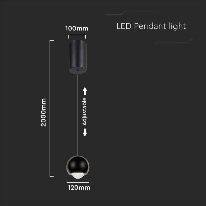 Lámpara Colgante V-TAC - IP20 - Cuerpo Negro - 6W- 500 Lumens - 3000K-extra-3.webp