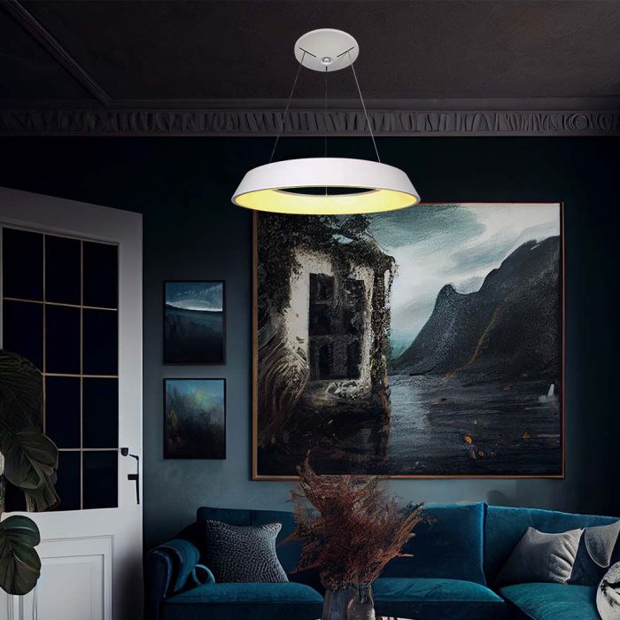 V-TAC Lámpara Colgante Regulable - IP20 - Cuerpo Blanco - 48W- 5000 Lumens - 3000K-extra-2.webp