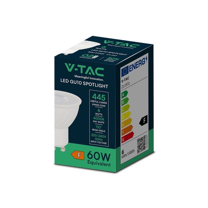 V-TAC LED Dicroica - GU10 - Lente 110° - IP20 - Blanco - 6W - 445 Lumens - 6500K-extra-6.webp