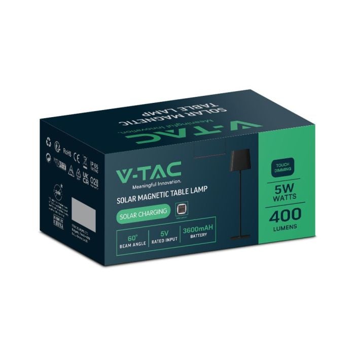 V-TAC Lámpara Solar Magnética de Mesa - IP65 Impermeable - Blanca - 5W- 400 Lumens - 3IN1-extra-14.webp