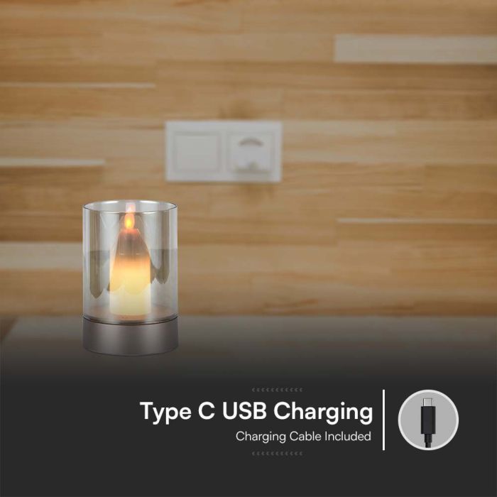 V-TAC Lámpara de Sobremesa Recargable - IP20 - Oro champán + Cristal ámbar - 2W - 110 Lumens - 3000K-extra-6.webp