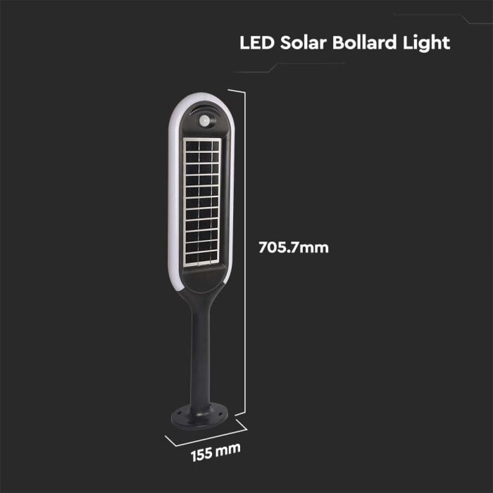 V-TAC Solar Bollard Light - IP65 Impermeable - Blanco + Negro - 5W- 400 Lumens - 4000K-extra-3.webp