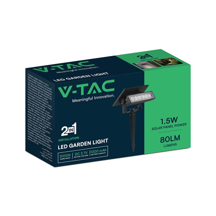 Luz Solar para Jardín V-TAC - IP65 Impermeable - Negra - 80 Lumens - 3000K-extra-9.webp