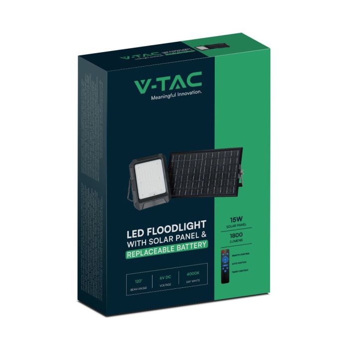 Proyector Solar V-TAC - Impermeable IP65 - Negro - 1800 Lumens - 4000K-extra-9.webp