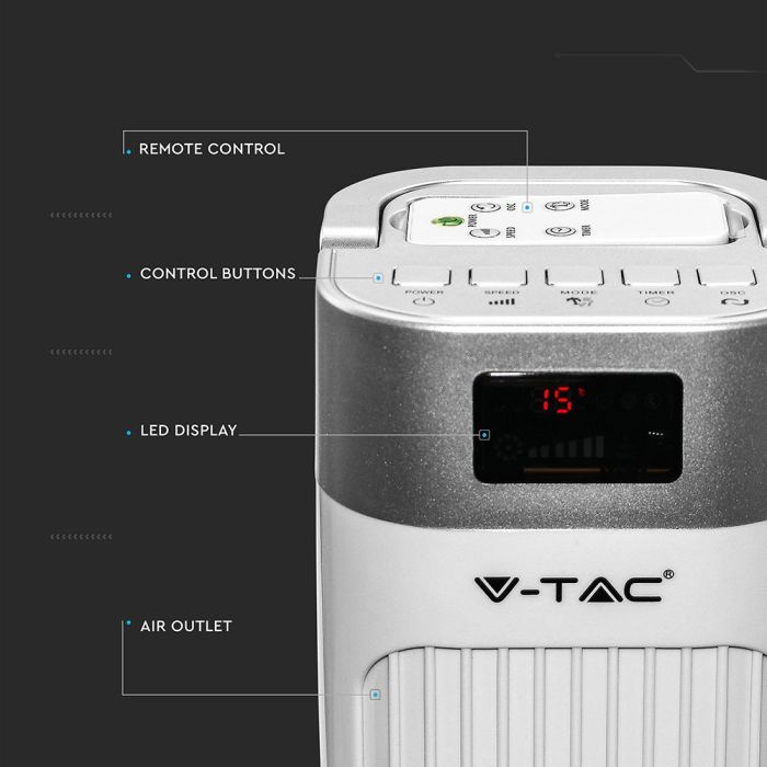 Ventilador de torre V-TAC - 55W - IP20 - Blanco-extra-11.webp