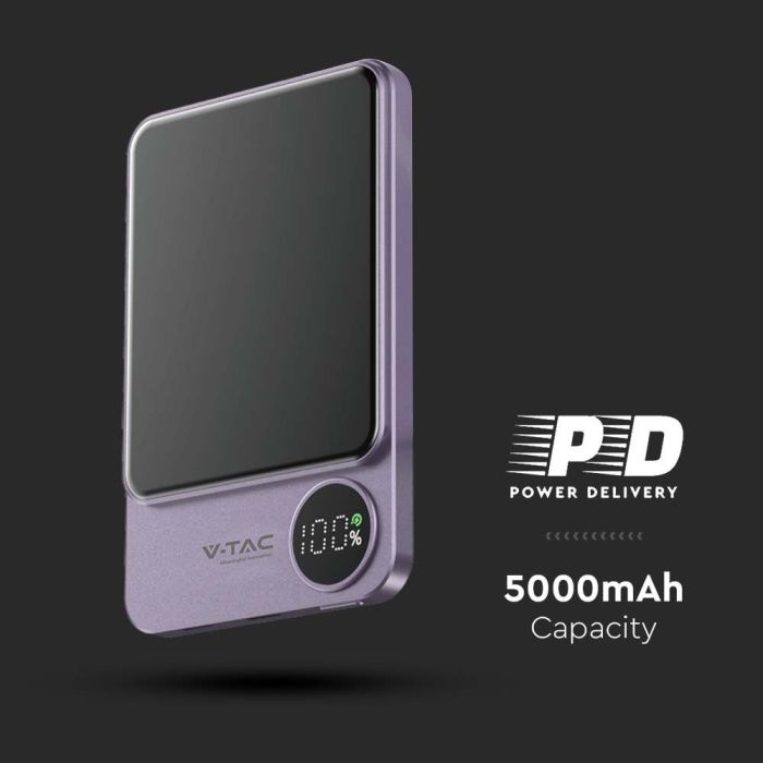 V-TAC Batería externa magnética inalámbrica - 5000mAh - Morado-extra-4.webp