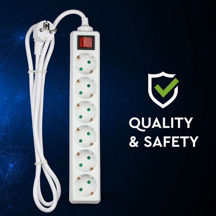 V-TAC Adaptadores y Tomas - 6 Vías - Interruptor Extensión Toma - IP20 - Blanco - 1.5m Cable-extra-7.webp