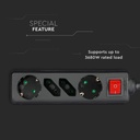 V-TAC Adaptadores y Tomas - 4 Vías - Extensión de Interruptor - IP20 - Negro - 1.5m Cable-extra-6.webp