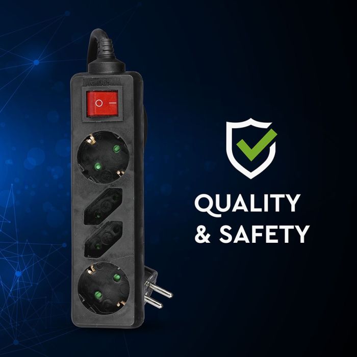 V-TAC Adaptadores y Tomas - 4 Vías - Extensión de Interruptor - IP20 - Negro - 1.5m Cable-extra-7.webp
