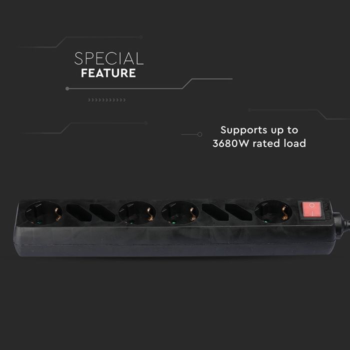 Adaptadores y tomas V-TAC - 8 vías - Toma de extensión de interruptor - IP20 - Negro - Cable de 1,5 m-extra-6.webp