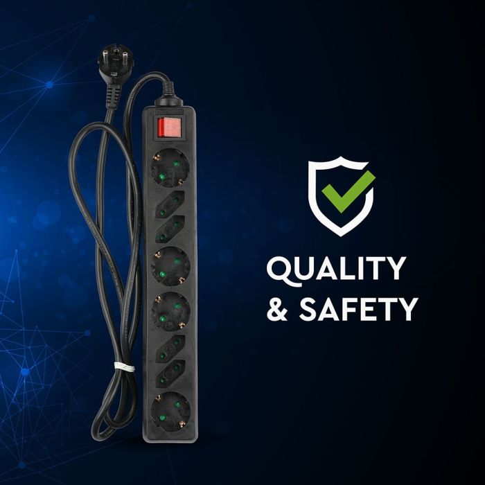 Adaptadores y tomas V-TAC - 8 vías - Toma de extensión de interruptor - IP20 - Negro - Cable de 1,5 m-extra-7.webp