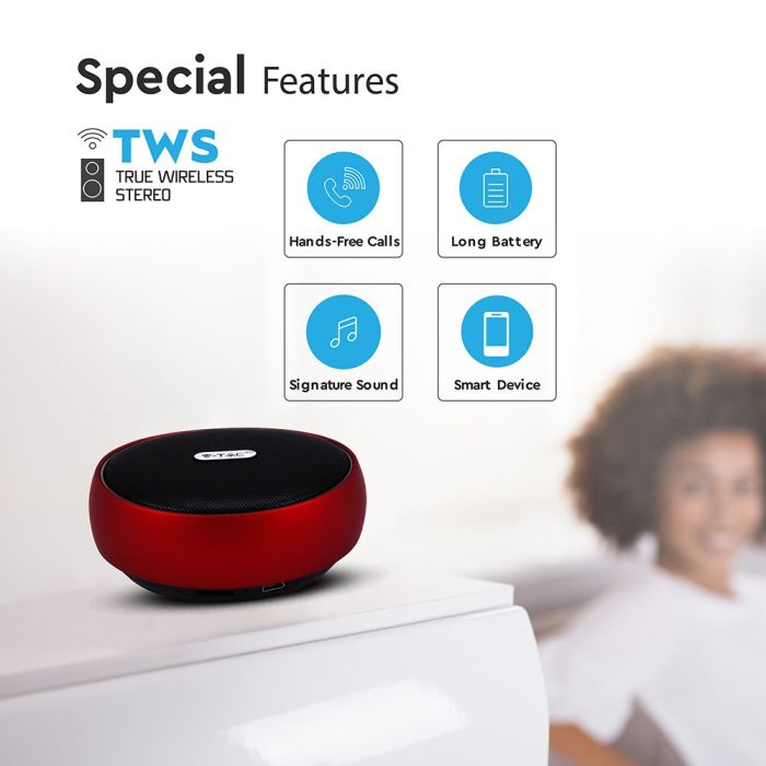 V-TAC Altavoz Bluetooth - Clip - Rojo - 4W - 800mAh-extra-4.webp