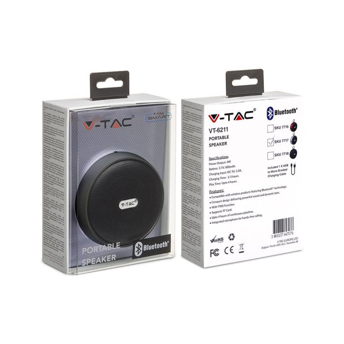 V-TAC Altavoz Bluetooth - Clip - Gris - 4W - 800mAh-extra-3.webp