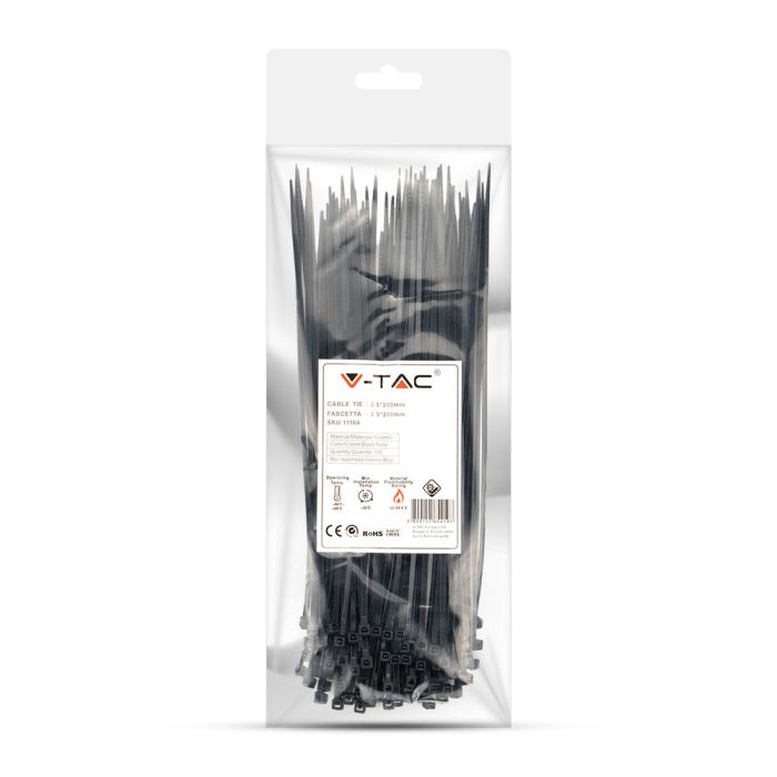 V-TAC Brida de Nylon - 2.5 x 200mm - Negra - 100 Piezas/Paquete-extra-7.webp