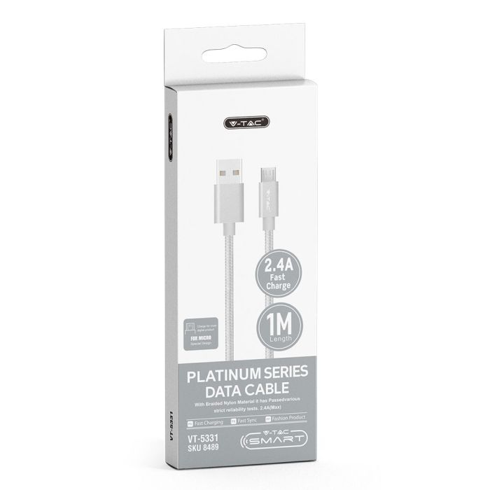 V-TAC Cable USB - Trenzado - Platinum Series - Plata - 1M-extra-5.webp