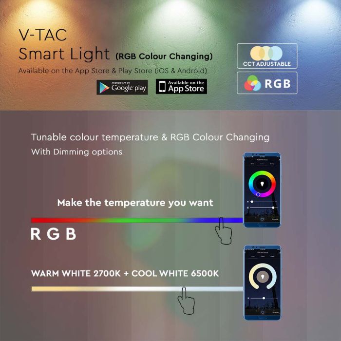 V-TAC Smart LED Lámpara - Ambiance - Negro - RGB - 8W-extra-6.webp