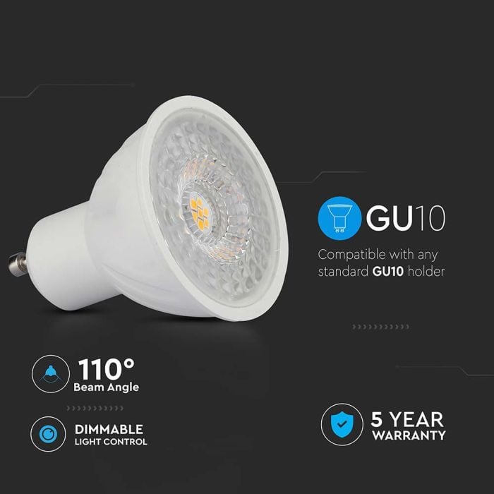 Dicróica LED regulable V-TAC Samsung GU10 Lente 110° IP20 Blanco 6W 445 Lúmenes 4000K-extra-6.webp