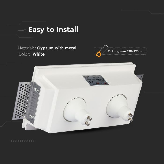 V-TAC LED Aro cuadrado - Empotrable - GU10 - IP20 - Blanco-extra-4.webp