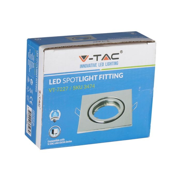 V-TAC LED Aro cuadrado - Empotrable - GU10 - IP20 - Acero inoxidable-extra-9.webp