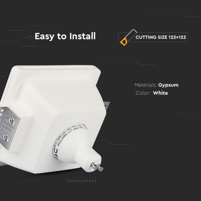 V-TAC LED Aro cuadrado - Empotrable - GU10 Frost Glass - IP20 - Blanco-extra-4.webp