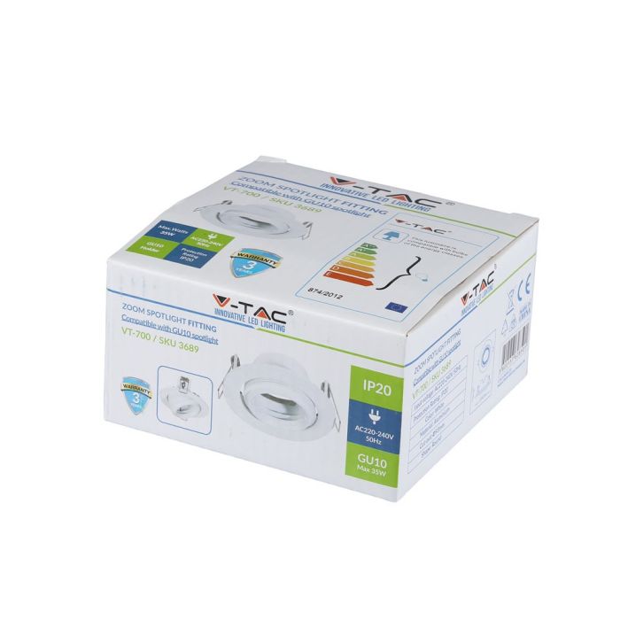 V-TAC LED Aro  - Zoom Fitting - GU10 - IP20 - Blanco-extra-8.webp