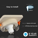 V-TAC LED Aro de yeso / hormigón cuadrado- Empotrable - GU10 - IP20 - Off White + Matt Rose Gold-extra-4.webp