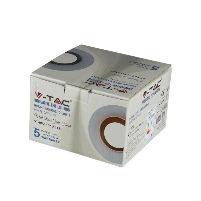 V-TAC LED Aro de yeso redondo - Empotrable - GU10 - IP20 - Blanco + Oro rosa mate-extra-8.webp