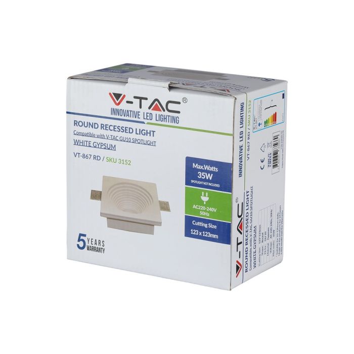 V-TAC LED  Aro de yeso redondo- Empotrable - GU10 - IP20 - Blanco-extra-8.webp