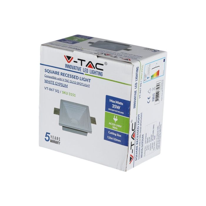 V-TAC Aro de yeso cuadrado LED - Empotrable - GU10 - IP20 - Blanco-extra-8.webp