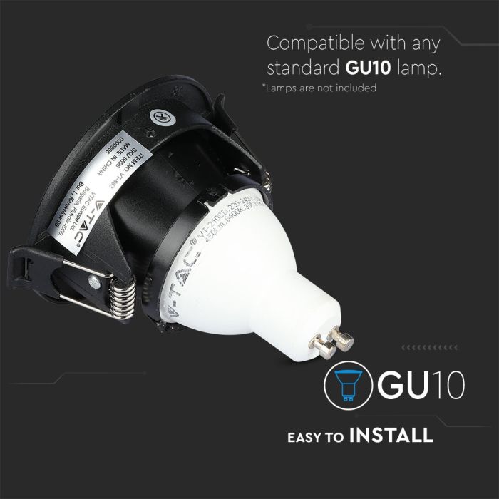 V-TAC Aro  cuadrado LED - Empotrable - GU10 - IP20 - Negro + Negro-extra-4.webp