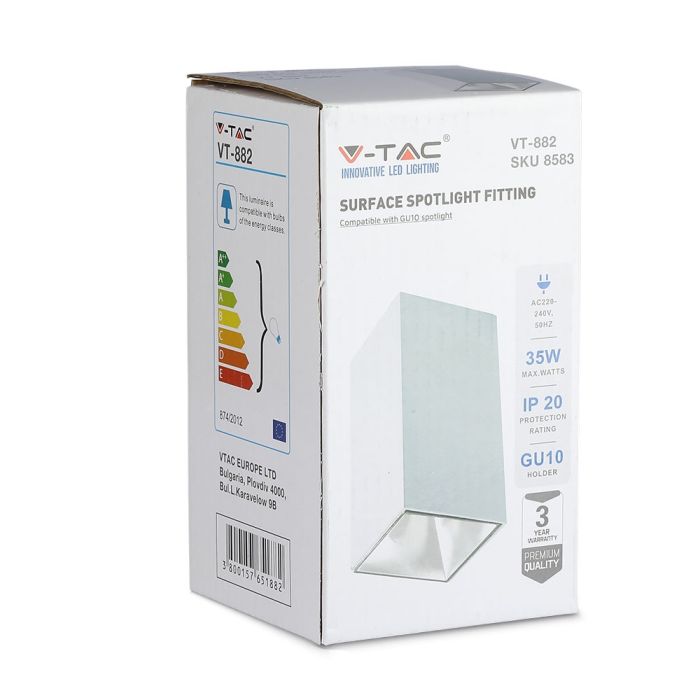V-TAC Aro cuadrado LED - Accesorios de Superficie - GU10 - IP20 - Blanco + Blanco-extra-10.webp