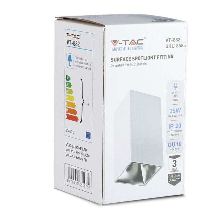 V-TAC Aro cuadrado LED - Accesorios de Superficie - GU10 - IP20 - Blanco + Cromo-extra-10.webp