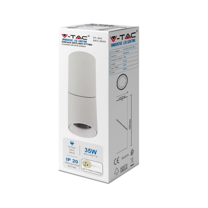 V-TAC Aro LED - Accesorios de Superficie - GU10 - IP20 - Blanco-extra-6.webp