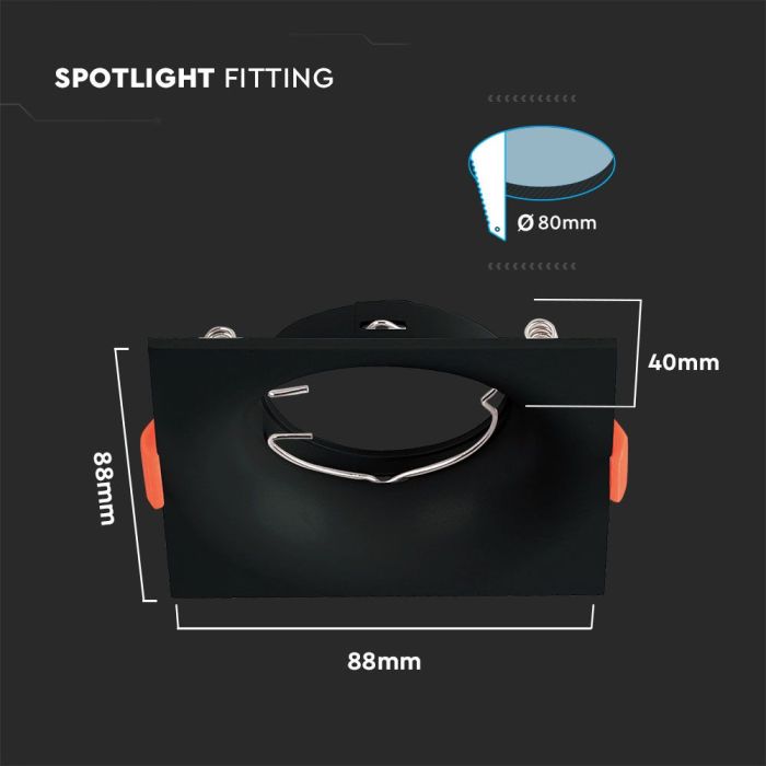 V-TAC Aro cuadrado LED - Empotrable - GU10 - IP20 - Negro-extra-2.webp