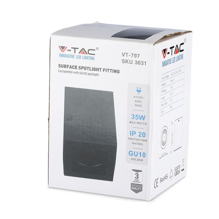 V-TAC LED Aro cuadrado - Accesorios de superficie - GU10 - IP20 - Negro-extra-5.webp