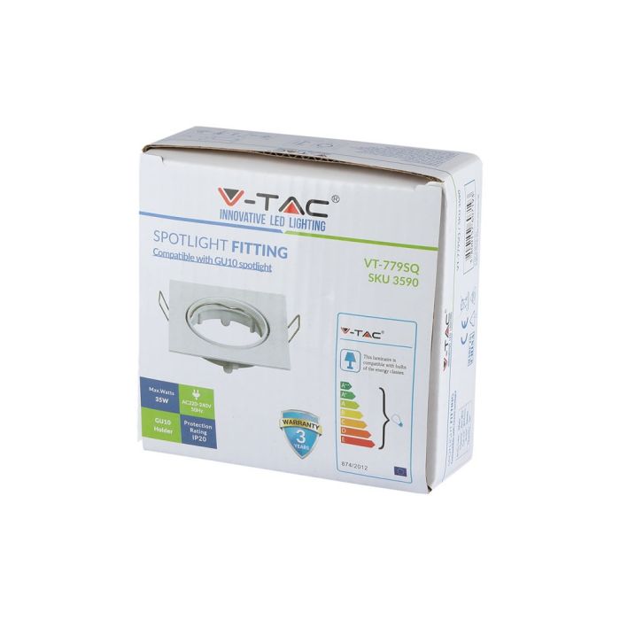 Aro cuadrado LED V-TAC - Empotrable - GU10 - IP20 - Blanco-extra-5.webp