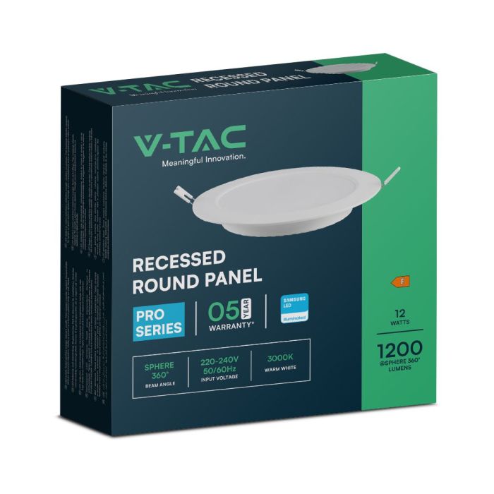 V-TAC LED Mini Panel - Samsung - Retroiluminado Empotrado - IP20 - Blanco - 12W - 1200 Lúmenes - 3000K-extra-6.webp