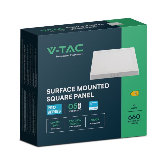 Mini panel LED V-TAC - Samsung - Superficie retroiluminada - IP20 - Blanco - 6W- 660 Lúmenes - 3000K-extra-6.webp