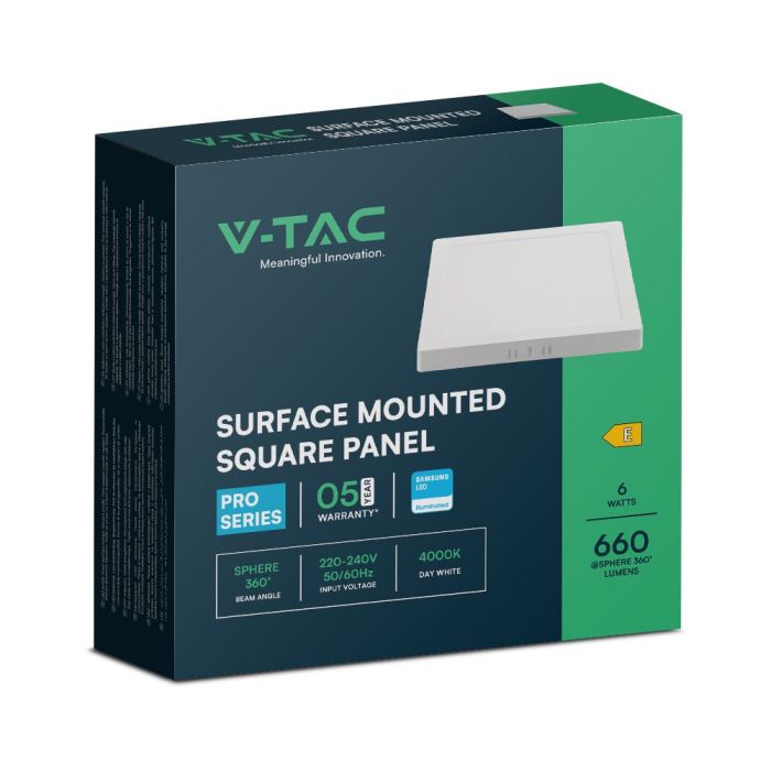 Mini panel LED V-TAC - Samsung - Superficie retroiluminada - IP20 - Blanco - 6W - 660 Lúmenes - 4000K-extra-6.webp