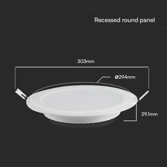 V-TAC LED Mini Panel Redondo - Samsung - Retroiluminado Empotrado - IP20 - Blanco - 24W- 2640 Lúmenes - 4000K-extra-3.webp