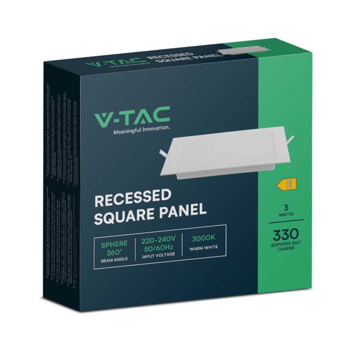 V-TAC LED Mini Panel - Superficie Retroiluminada - IP20 - Cuerpo Blanco - 3W - 330 Lumens - 3000K-extra-6.webp