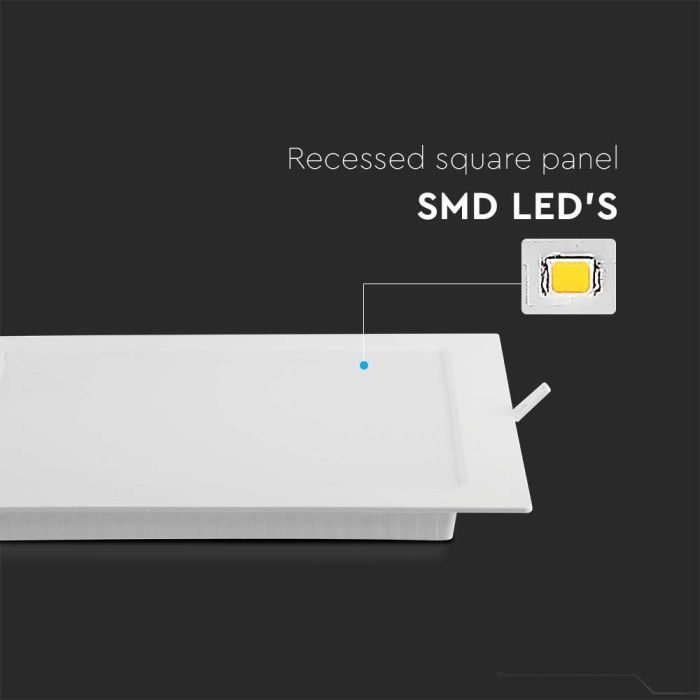 V-TAC LED Mini Panel - Retroiluminado Empotrado - IP20 - Cuerpo Blanco - 12W - 1200 Lumens - 4000K-extra-4.webp