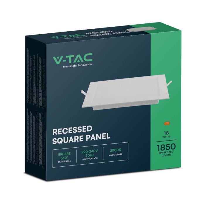 V-TAC LED Mini Panel - Retroiluminado Empotrado - IP20 - Cuerpo Blanco - 18W- 1850 Lúmenes - 3000K-extra-6.webp